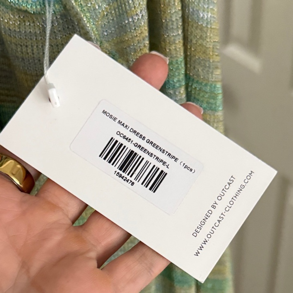 NWT Backless Halter Maxi Dress in Mint Stripes - Picture 3 of 4